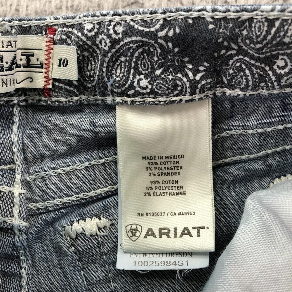 Ariat Shorts Girls 10 Blue Denim Jean Cut-Off Distressed Western REAL Pockets